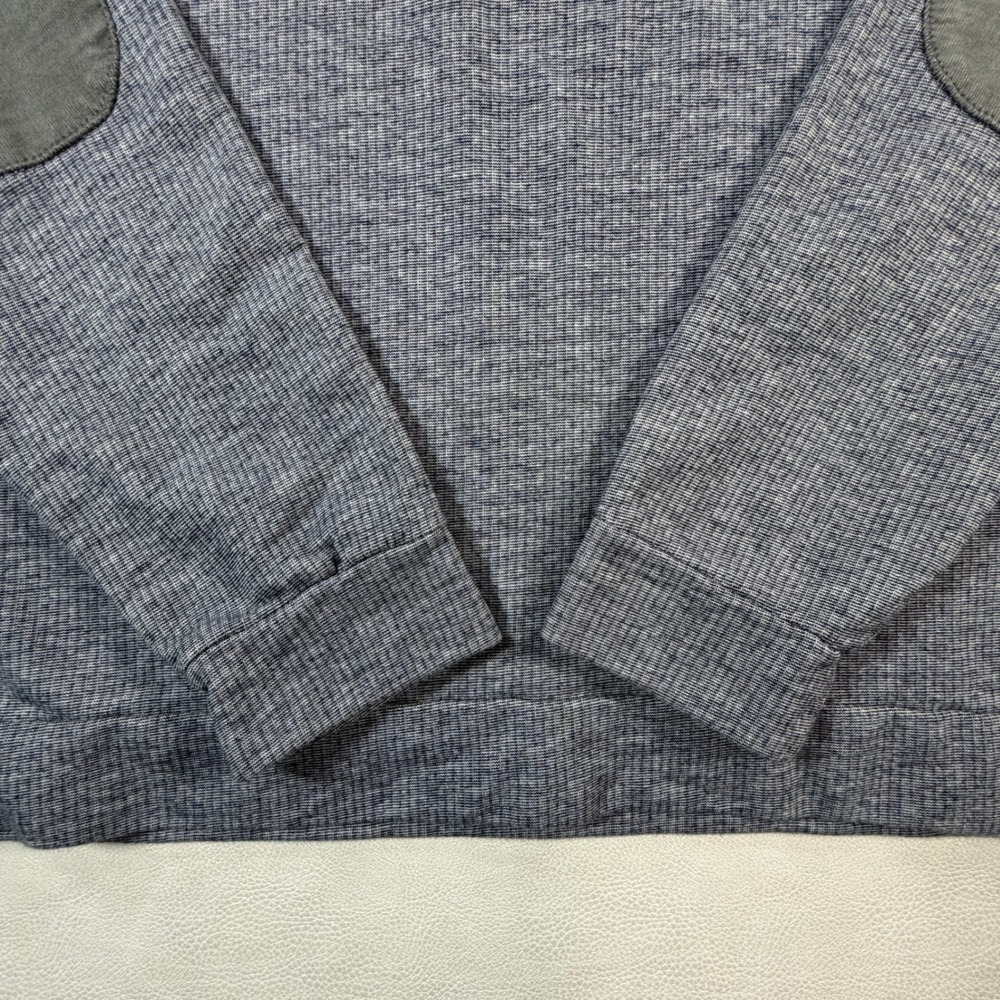 Hugo Boss Piceno 33 Mens XXL Blue Gray Quarter Zip Pullover Elbow Patches - Picture 7 of 15
